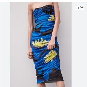 Zara Vibrant Blue Strapless Dress
